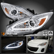 Clear Fits 2010-2013 Mazda 3 Led Strip Projector Headlights Lamps Leftright