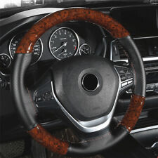 Car Suv Peach Wood Leather Steering Wheel Cover With Needles Booster Protector