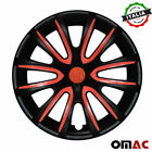 14 Inch Hubcaps Wheel Rim Cover Matt Black With Red Insert 4pcs Set