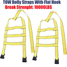 2pc Basket Tiedown Car Tire Straps Tow Dolly Wheel Net Set Flat Hooks Heavy Duty