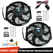 2x 10 Electric Radiator Cooling Fan W Thermostat Relay Mounting Kit Black