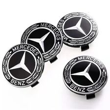 4pcs Wheel Center Caps Emblem Black 75mm Rim Hub Cover Logo Fit For Mercedesbenz