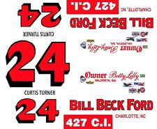 24 Curtis Turner 1965-66 Galaxie Bill Beck Ford 124th - 125th Scale Decals