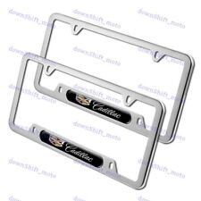 2pcs For Cadillac Black Silver Metal Stainless Steel License Plate Frame New