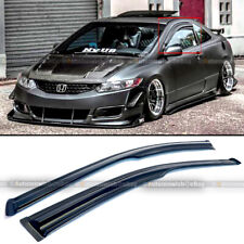 3d Wavy Black Tinted Window Visor For 06-10 Civic 2dr Coupe Mugen Style