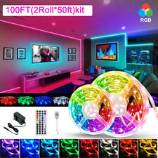 100ft Led Strip Lights 5050 Rgb Bluetooth Color Change Remote For Rooms Bar Usa