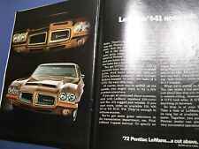1972 Pontiac Lemans Mid-size-mag 2-page Car Ad M3-le Mans 41 Nose Job.