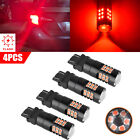 4pc 3157 Red Led Strobe Flashing Blinking Brake Tail Light Parking Warning Bulbs