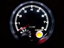 3-34 Tachometer Black With Black Face 0-8000 Rpm Red Shift Light