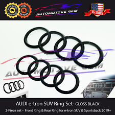 Audi Etron Ring Gloss Black Front Grille Trunk Rear Emblem Badge Logo E-tron