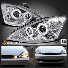 Clear Fits 2000-2004 Ford Focus Led Halo Projector Headlights Lamps Leftright