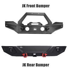 Adaptable Front Rear Bumper For 2007-2018 Jeep Wrangler Jk Jku Heavy Steel Blk
