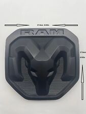 New 2019-2023 Dodge Ram 1500-3500 Matte Black Rams Head Logo Tailgate Emblem
