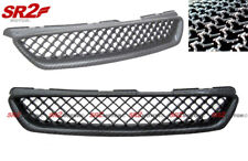 Abs Carbon Front Bumper Hood Mesh Grill Grille Fits 1998-2000 Honda Accord Coupe