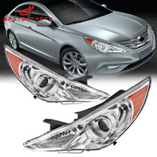 For 2011-2014 Hyundai Sonata Pair Headlights Assembly Chrome Housing