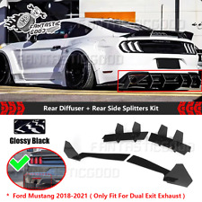 For Ford Mustang 2018-2021 Glossy Black Rear Diffuser Rear Side Splitter Kit