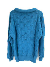 Helen Hamann Vintage Alpaca Knit Sweater Roll Neck Blue Handknitted In Peru Sz M