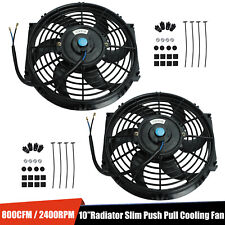 2x 10 Inch Universal Slim Fan Push Pull Electric Radiator Cooling 12v Mount Kit