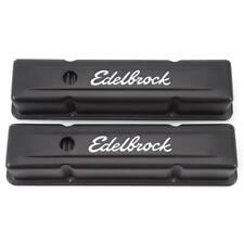 Edelbrock Valve Cover Set 4643 Signature Series Black Steel Tall For Sbc