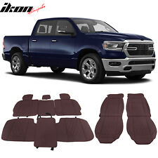 For 09-23 Dodge Ram 1500 2500 3500 Brown Seat Covers Pu Leather 5-seat Bench Pad