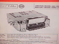 1956 Lincoln Premiere Convertible Mercury Montclair Am Radio Service Shop Manual