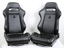 2 X Tanaka Black Pvc Leather Racing Seats Reclinable Slider Fits Ford Mustang