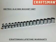 Craftsman Socket Set 38 Drive 16 Piece 6 Pt Point Metric Chrome 6-21mm