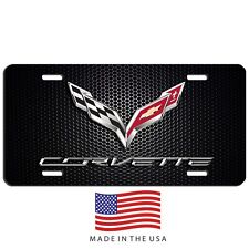 Corvette Vanity Art Aluminum License Plate Car Truck Suv Tag Black Bump