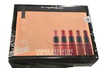 New In Box Mac Travel Exclusive 5 Mini Lipsticks Bold With Cosmetic Bag
