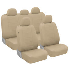 Carxs Luxurious Pu Leather Car Seat Covers Full Set Front Rear In Tan Beige