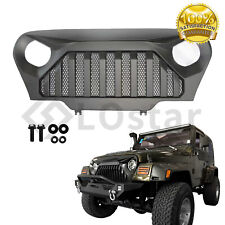 Front Gladiator Grill Grille With Mesh For 97-06 Jeep Wrangler Tj Matte Black