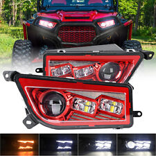 Pair Red Led Halo Headlights For Polaris General Rzr 900 1000 Xp Turbo 2014-2019