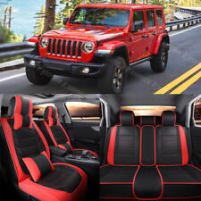 For Jeep Wrangler Jk Seat Cover 5 Seat Pu Leather Front Rear Full Set Cushion
