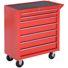 Durhand Roller Tool Cabinet Storage Chest Box Garage Workshop 7 Drawers Red