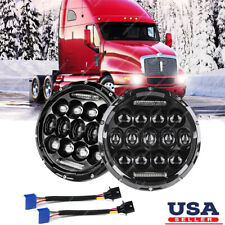 Pair Dot 7 Round Led Headlights Highlow Beam Lamp For Kenworth T2000 T609 97-1
