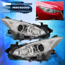 For 14-16 Mazda 3 Bm Replacement Halogen Projector Headlights Lamps Chrome Clear