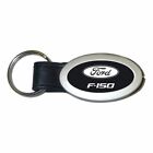 Ford F-150 Key Ring Black And Chrome Leather Oval Keychain