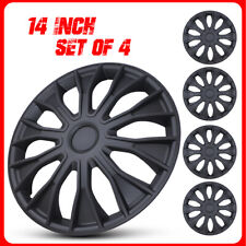 Black 14 Set Of 4 Wheel Covers Snap On Full Hub Caps Fit R14 Tire Steel Rim