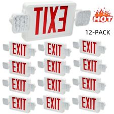 Red Led Exit Sign Emergency Light Combo Adjustable Heads White Housing New