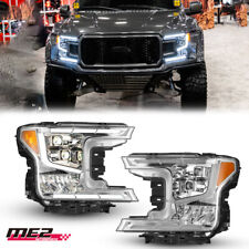 Full Led Headlights For 2018-2020 Ford F150 F-150 Sequential Turn Signal Chrome