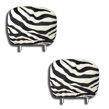 Animal Print Zebra Print Headrest Covers Black White Pair 12 X 9 Universal