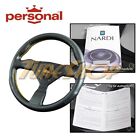 Italy Personal Grinta 330mm Steering Wheel Black Leather Yellow Stiching Horn