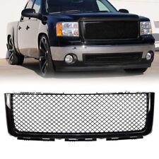 For 2007-2013 Gmc Sierra 1500 Gloss Black Mesh Front Bumper Grill Grille Abs