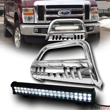 Stainless Chrome Bull Bar Guard120w Cree Led Light For 11 F250f350 Superduty
