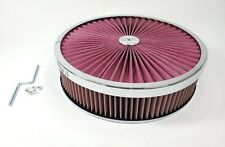 14x3 Round Super Flow Chrome 4bbl Washable Air Cleaner Assembly Offset Base