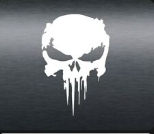 Distressed Punisher Skull 5 Inch White Sticker Decal Vinyl