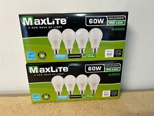 Lot Of 8 Maxlite Led Light Bulbs 8w 60 Watt A19 Daylight 5000k Dimmable