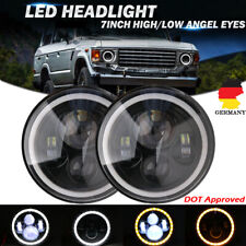 2x 7 Round Led Headlights Halo Angle Eyes For Jeep Wrangler Harley E-tested