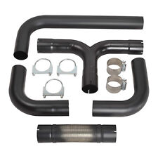 Stainless Steel 5 T Pipe Kit Dual Smoker Exhaust Stack System Universal Black
