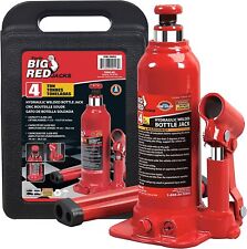 Big Red 4 Ton Hydraulic Welded Bottle Jack Blow With Storage Case T90413 Red